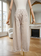 Pantalon Droit en Velours Beige-beautifulshop