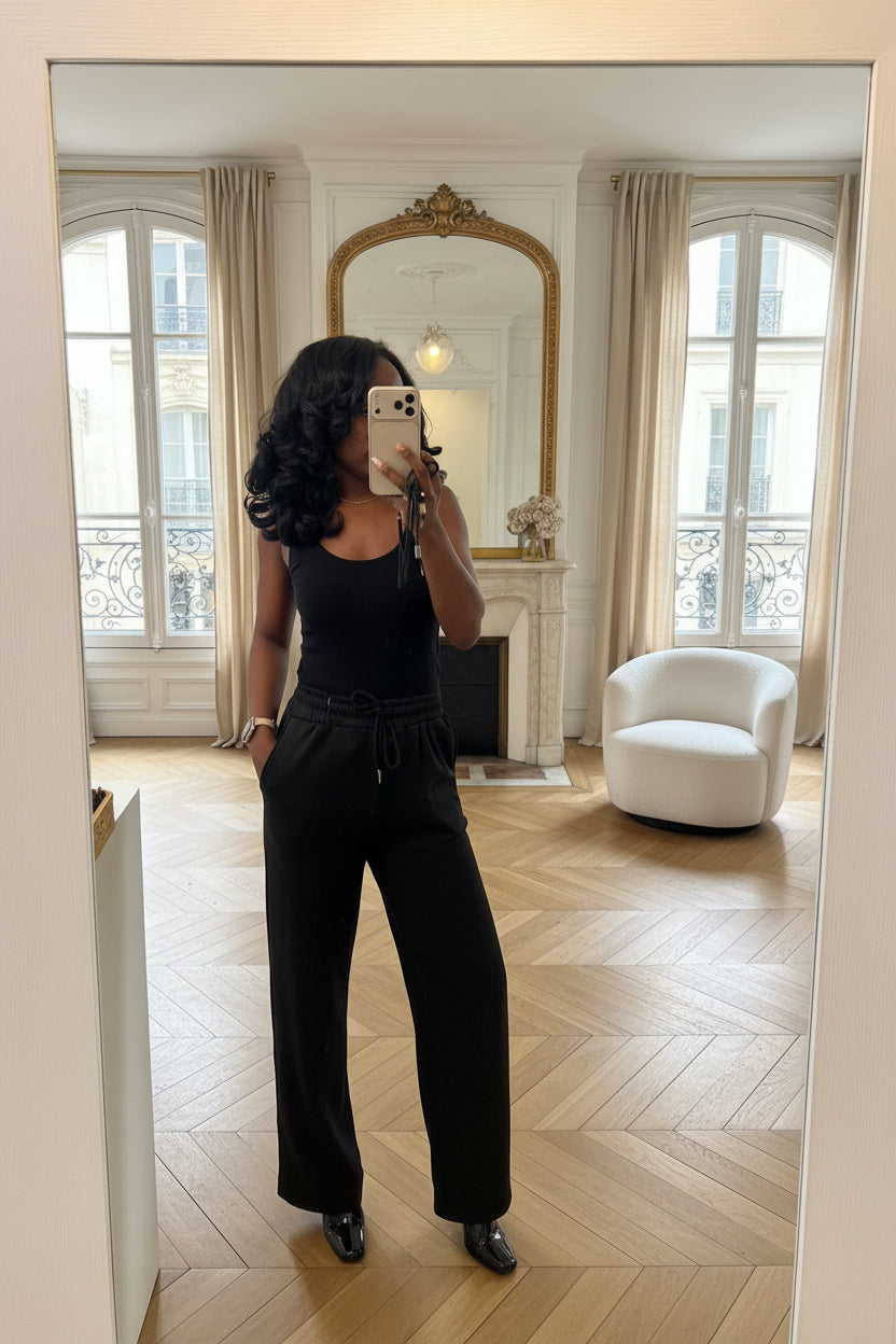 Pantalon Jogging Femme Élégant et Confortable – Coupe Droite & Taille Cordon-beautifulshop