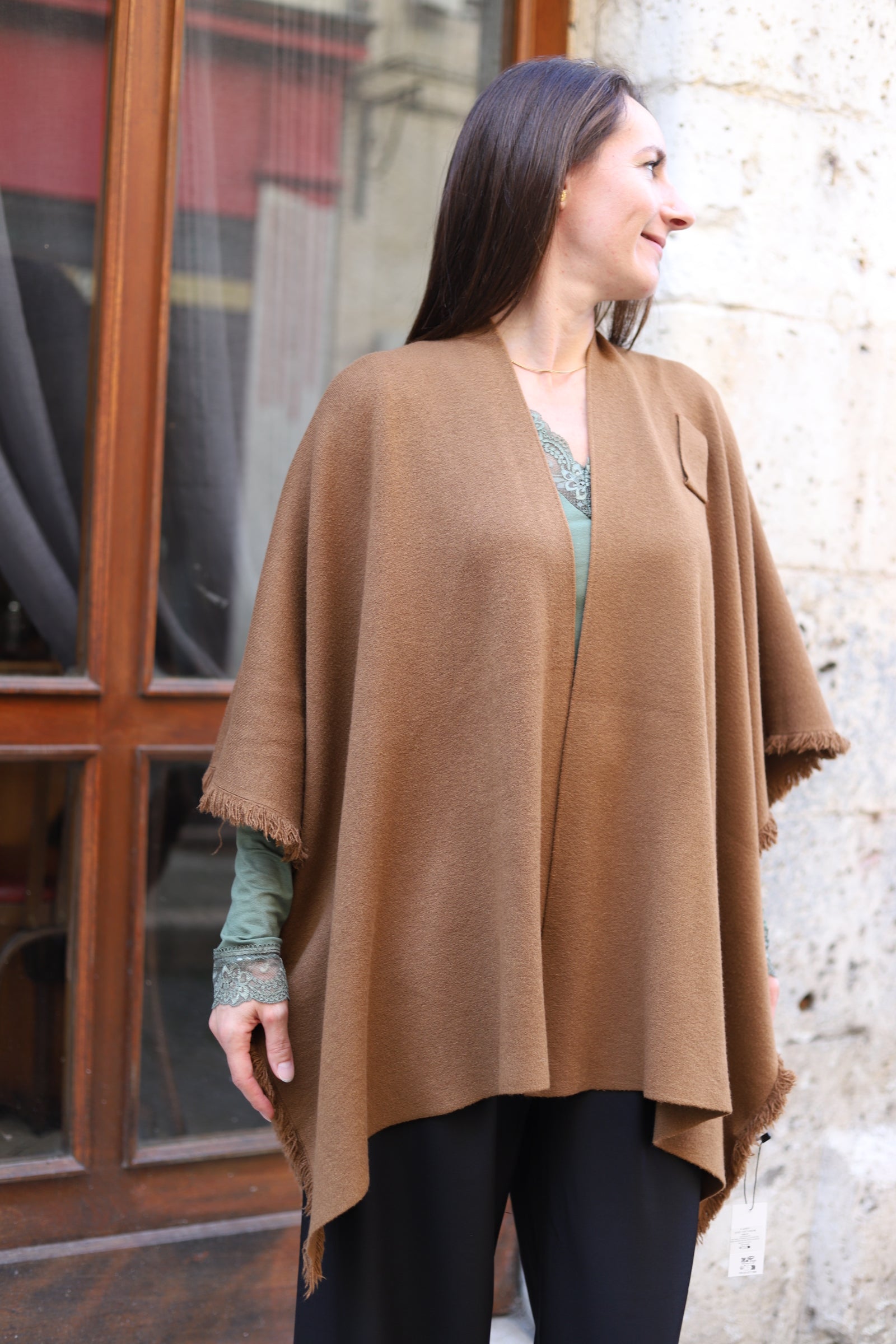 Poncho camel à nouer