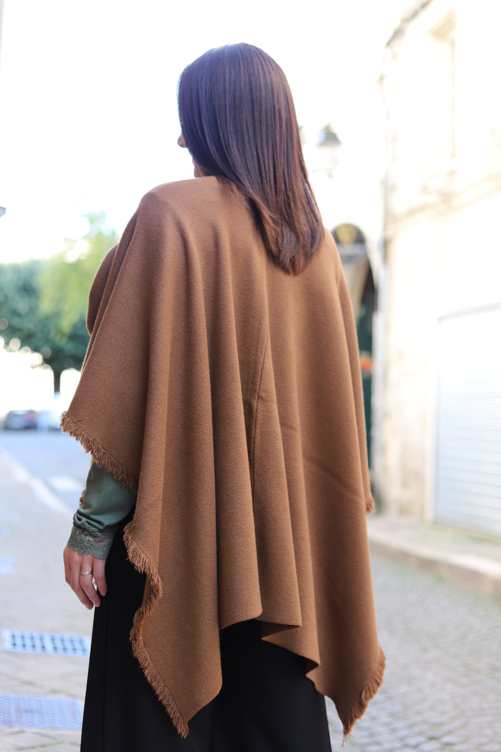 Poncho camel à nouer