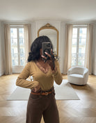 Pull Fin Col V en Dentelle – Chic & Confortable-beautifulshop