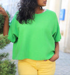 Pull Oversize Femme en Maille vert- beautifulshop - boutique femme sur Angoulême 