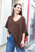 Pull Oversize en Maille Col V – marron| Made in Italy 