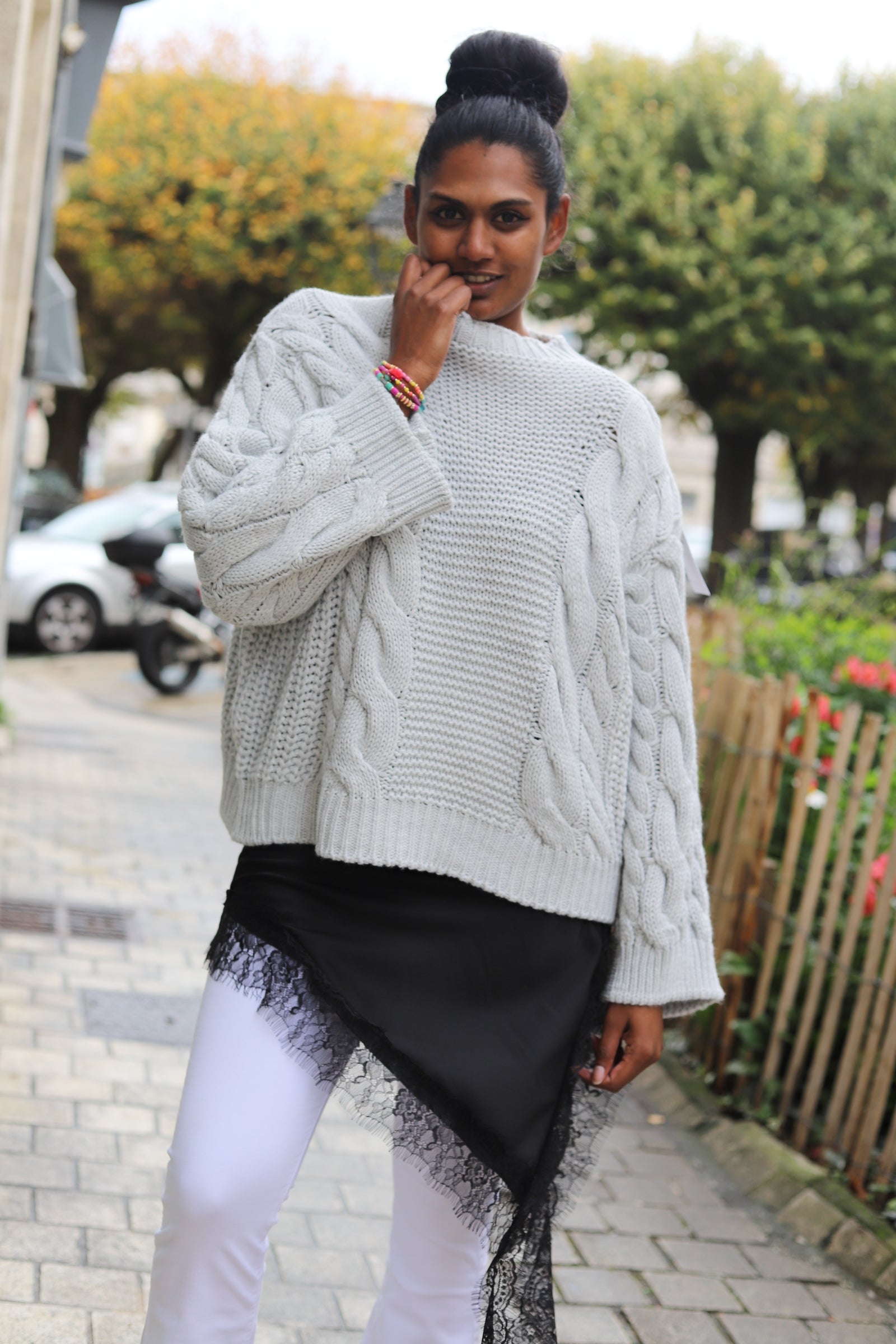 Pull Torsadé gris-beautifulshop