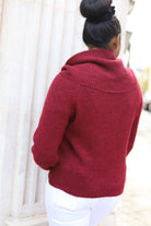 Pull bordeaux col drapé femme – Maille chaude italienne automne hiver _ beautifulshop