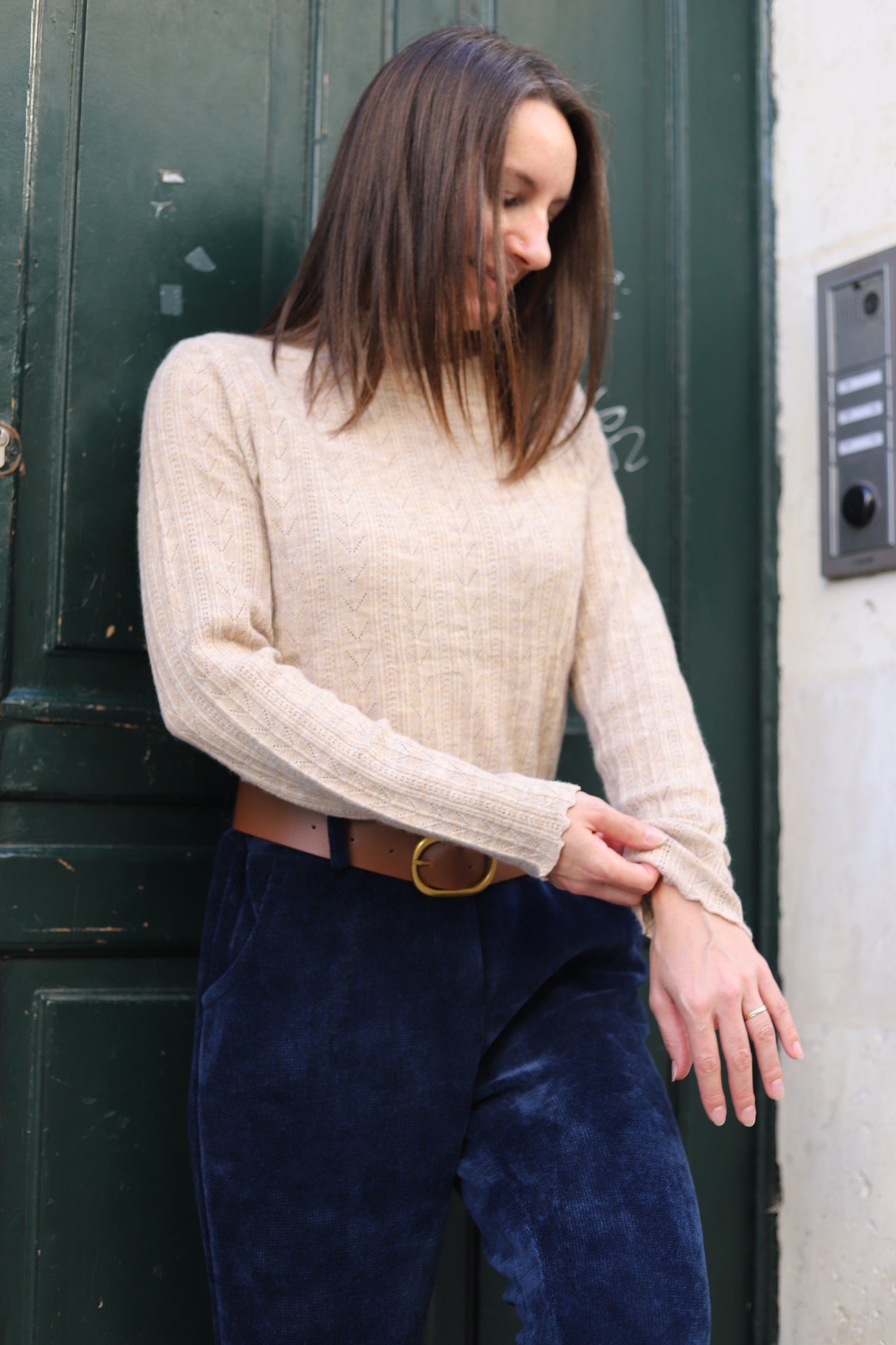 Pull col montant ajouré femme – Maille douce & détails festonnés-beautifulshop-boutique angouleme