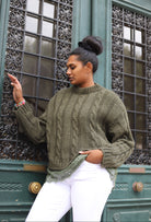 Pull kaki oversize avec dentelle bas – Beautiful Shop