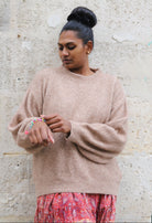 Pull oversize beige en maille douce – Taille unique 36 à 44 | Beautiful Shop