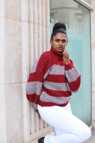 Pull rayé vert col roulé femme – Maille chaude - beautifulshop