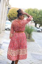 Robe Bohème Imprimée Marron-beautifulshop