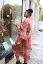 Robe Bohème Imprimée Marron-beautifulshop