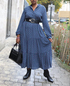 Robe Chemise Longue Bleu Imprimé Fleuri – Style Bohème Chic-beautifulsop