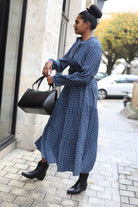 Robe Chemise Longue Bleu Imprimé Fleuri – Style Bohème Chic-beautifulsop