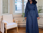 Robe Chemise Longue Bleu Marine – Élégance Structurée & Intemporelle-beautifulshop