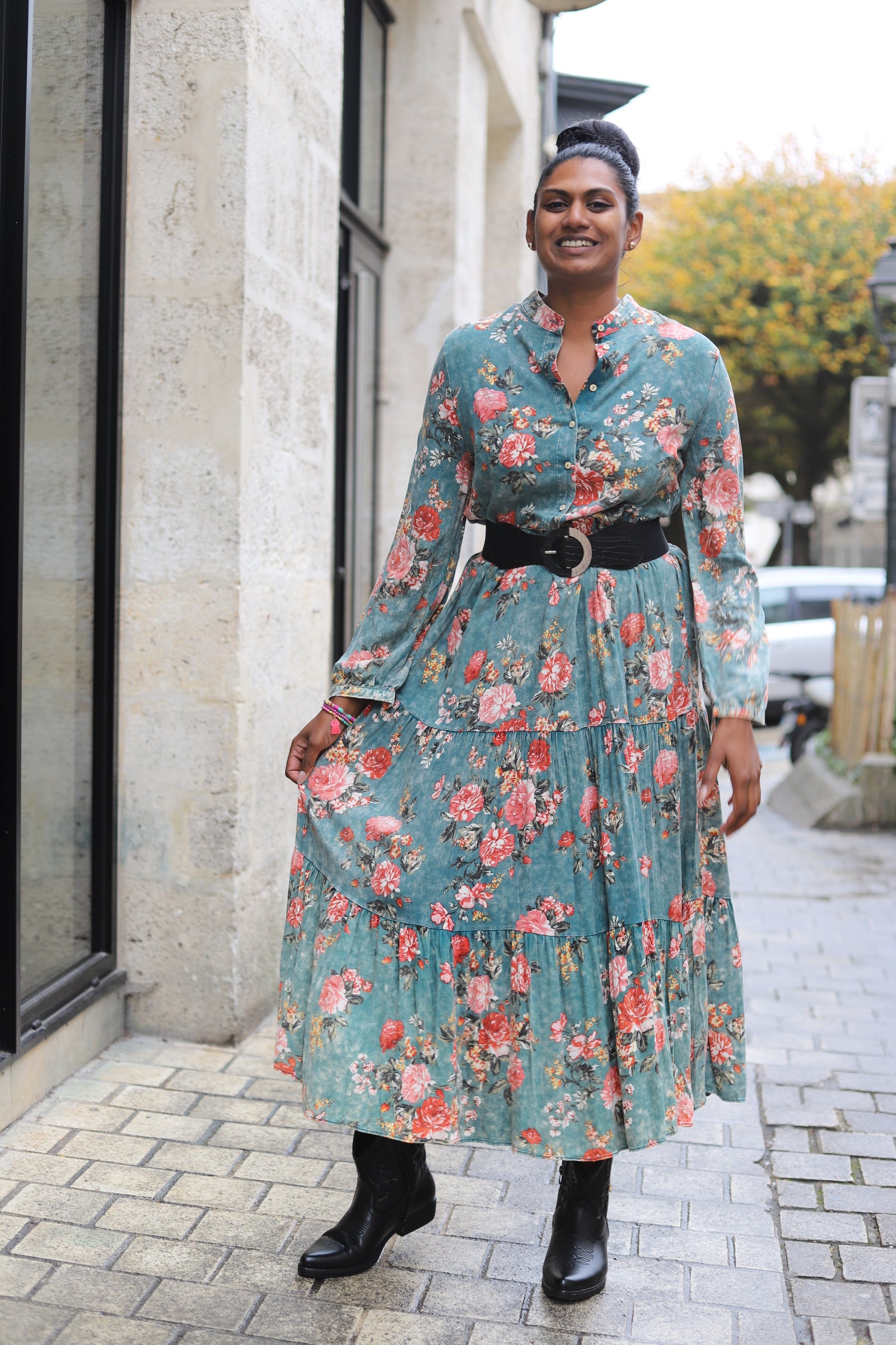 Robe Longue Chemise Imprimée Fleurie – beautifulshop