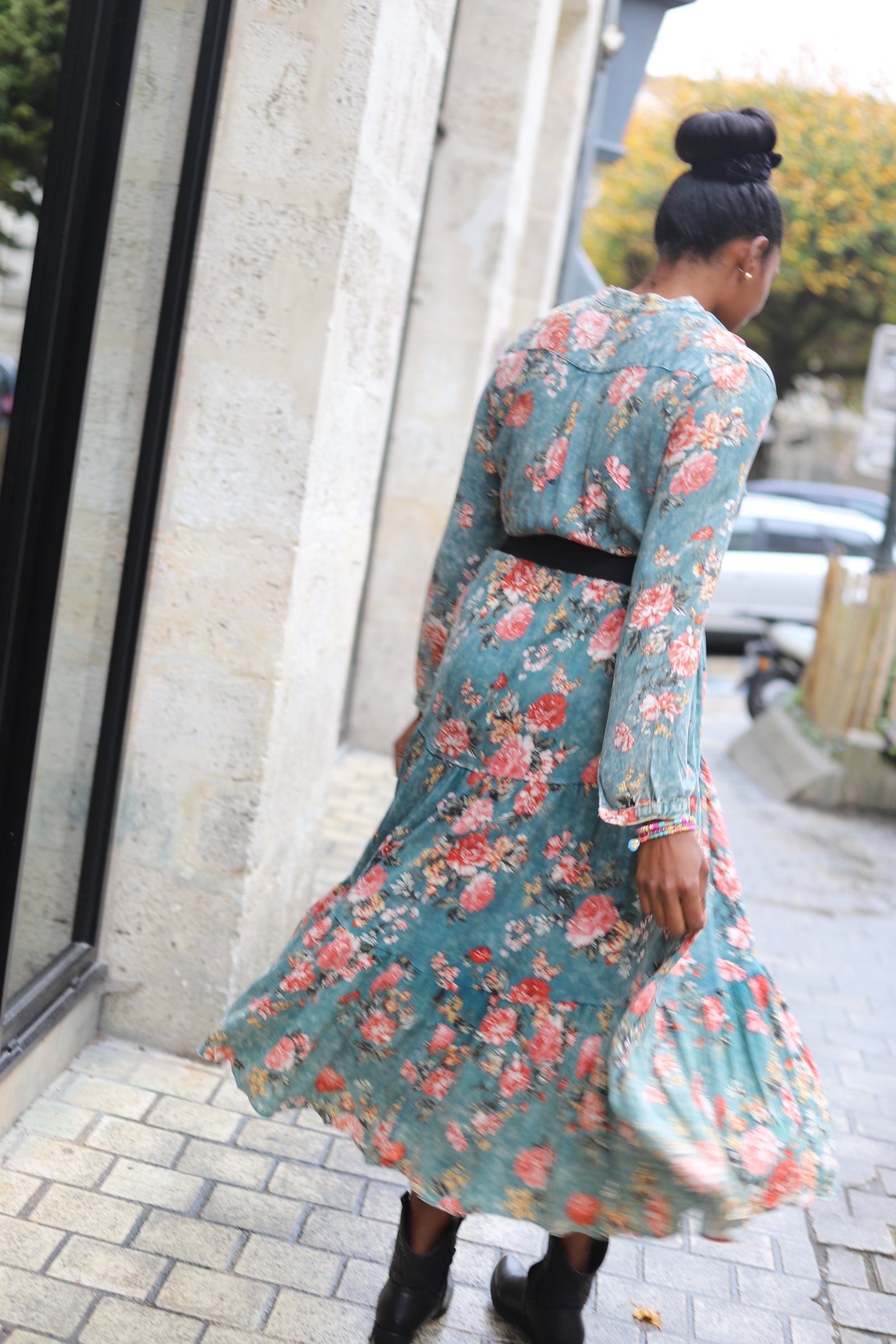 Robe Longue Chemise Imprimée Fleurie – beautifulshop