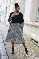 Robe Longue Imprimée Noire & Blanche 