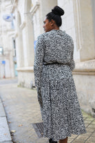 Robe Longue Imprimée Noire & Blanche-beautifulshop