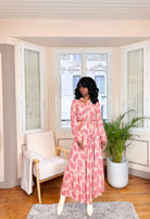 Robe Mi-Longue Rose Bohème Femme – Imprimé Cachemire Chic | Automne Hiver