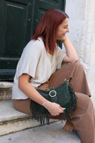 Sac à bandoulière frangé kaki – Esprit bohème chic-beautifulshop-boutique- Angoulême 