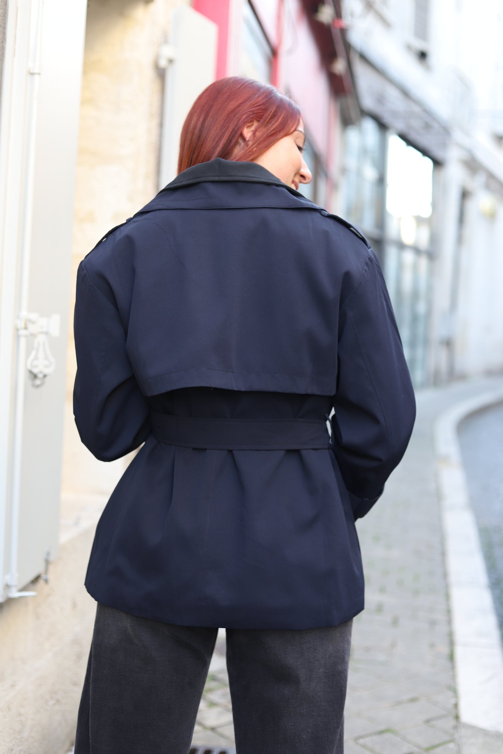 Trench Court Ceinturé Effet Superposé