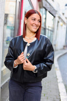 Veste Courte en Simili Cuir-beatifulshop