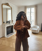 Veste à Franges marron – Style Western Chic Oversize-beautifulshop