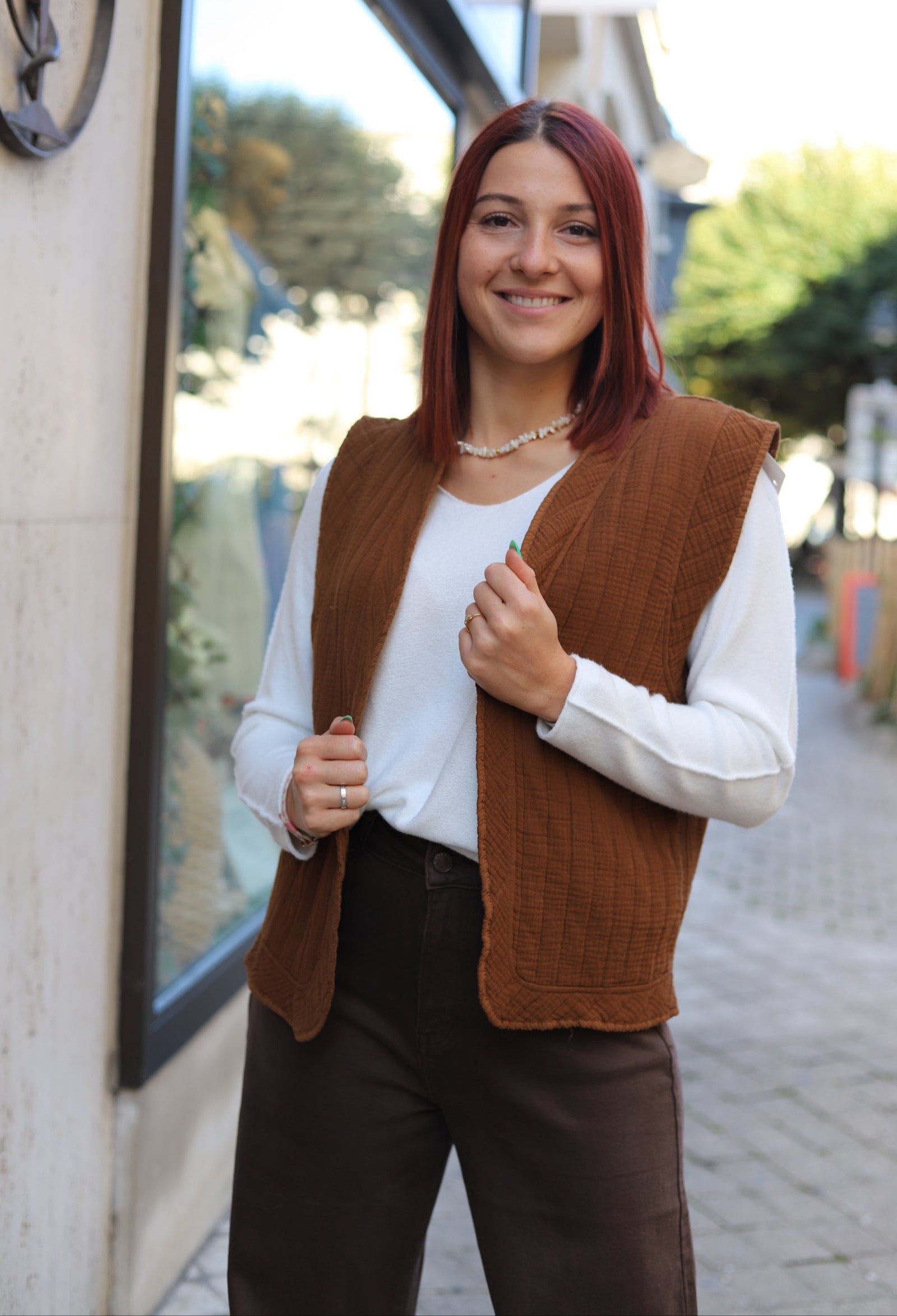 Veste Sans Manches Matelassée Kimono Oversize-beautifulshop