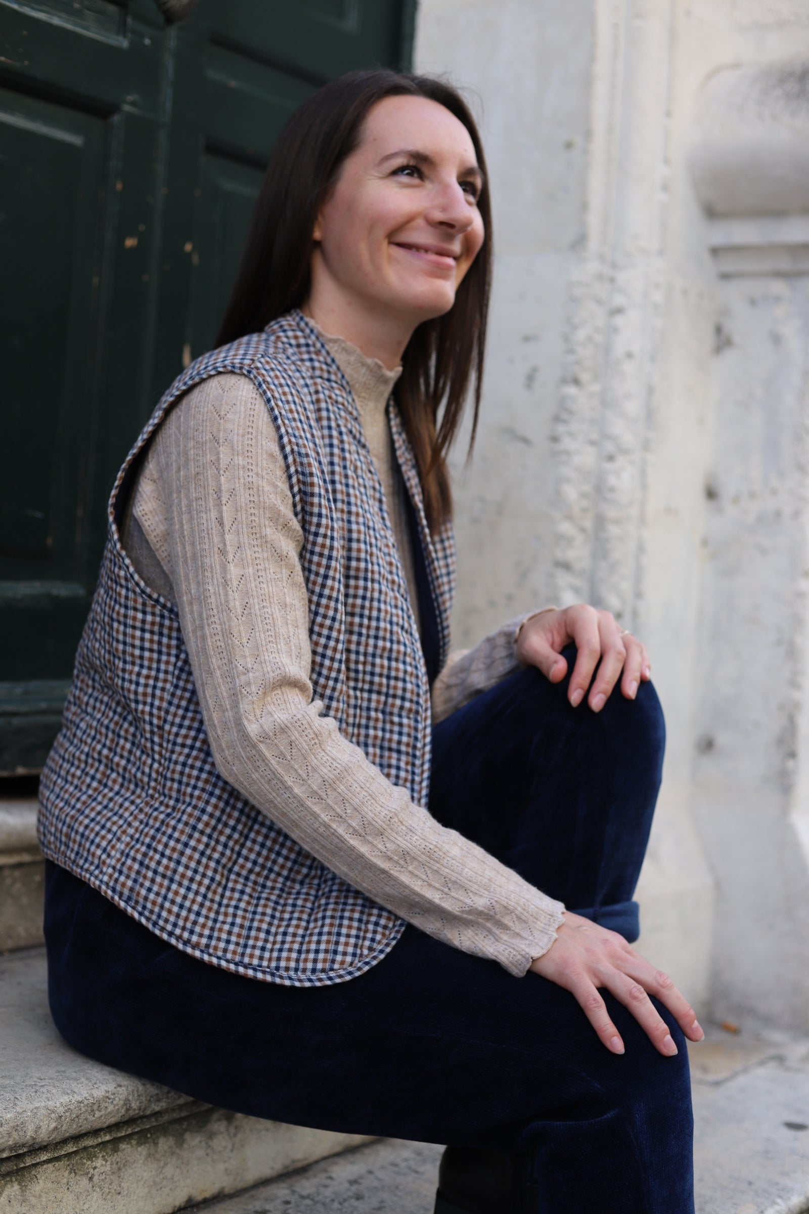 Veste Sans Manches Matelassée Vichy-beautifulshop