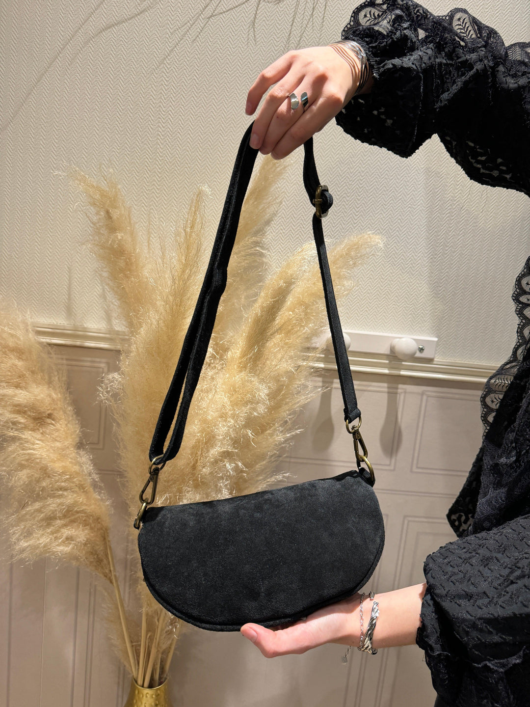 Banane Bandoulière en Daim avec Détail Étoile - beautifulshop