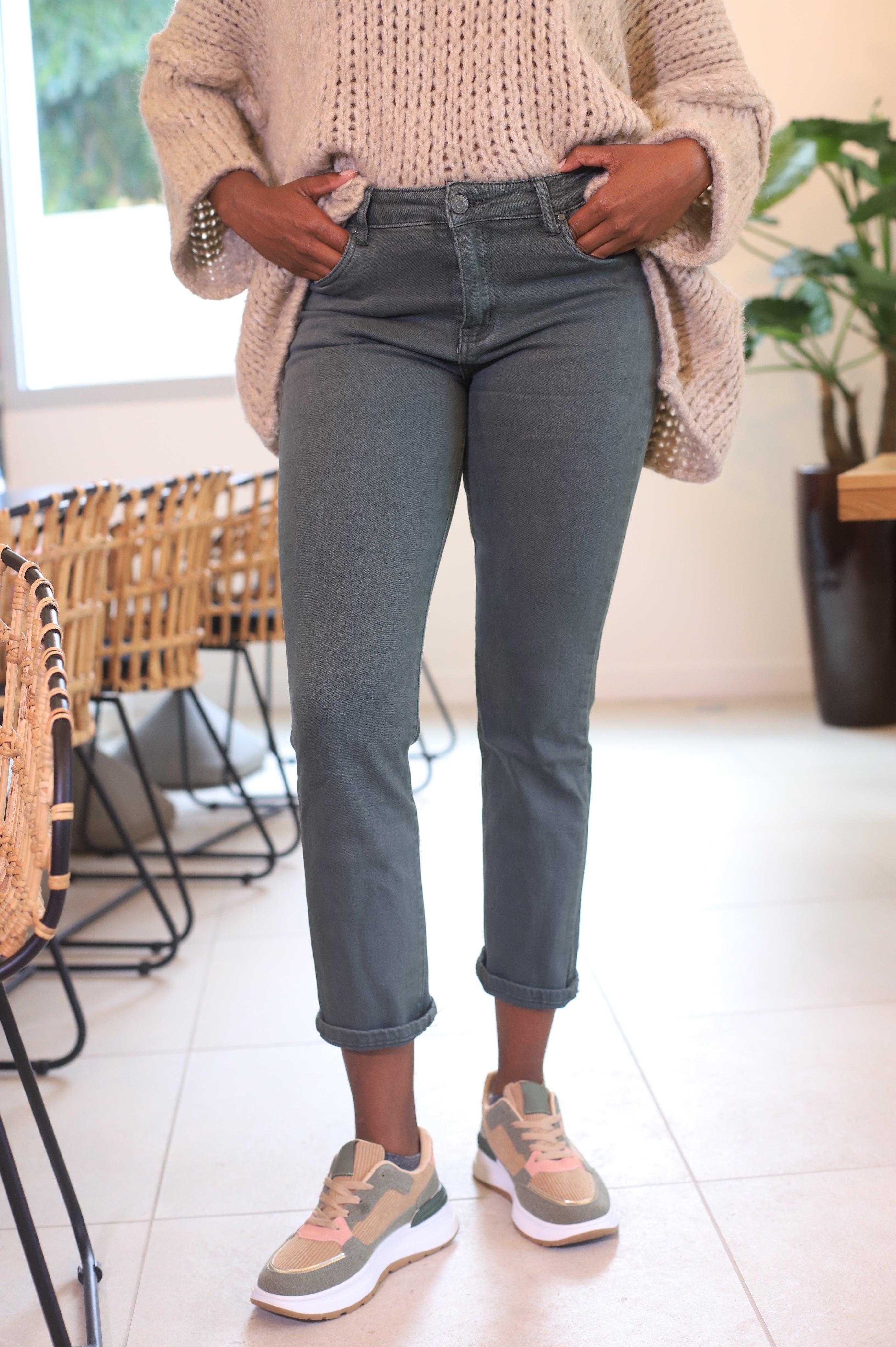 Baskets bicolores kaki et beige à lacets – Beautiful Shop