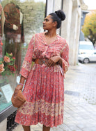 Robe Bohème Imprimée Marron-beautifulshop