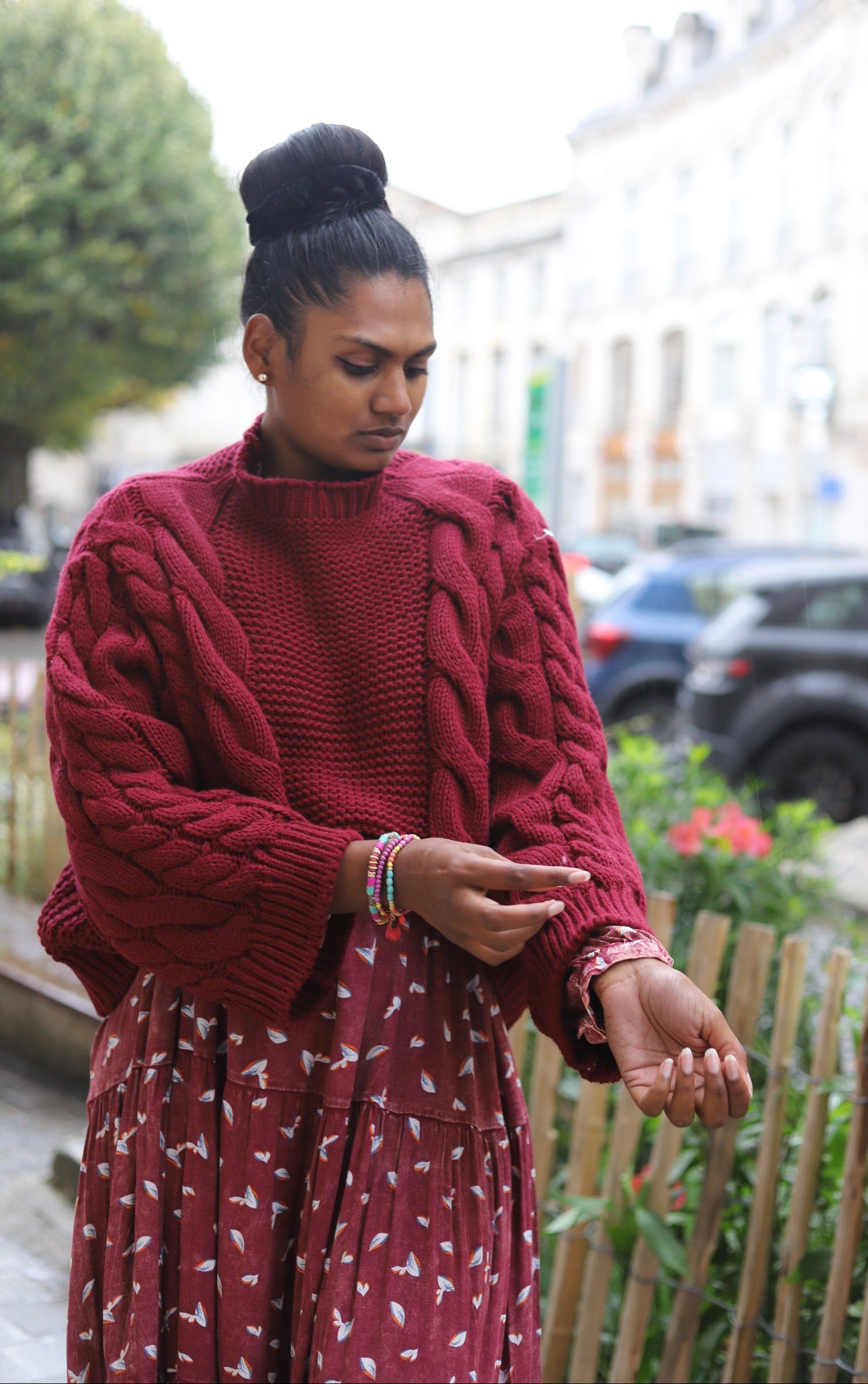 Pull Torsadé Bordeaux 