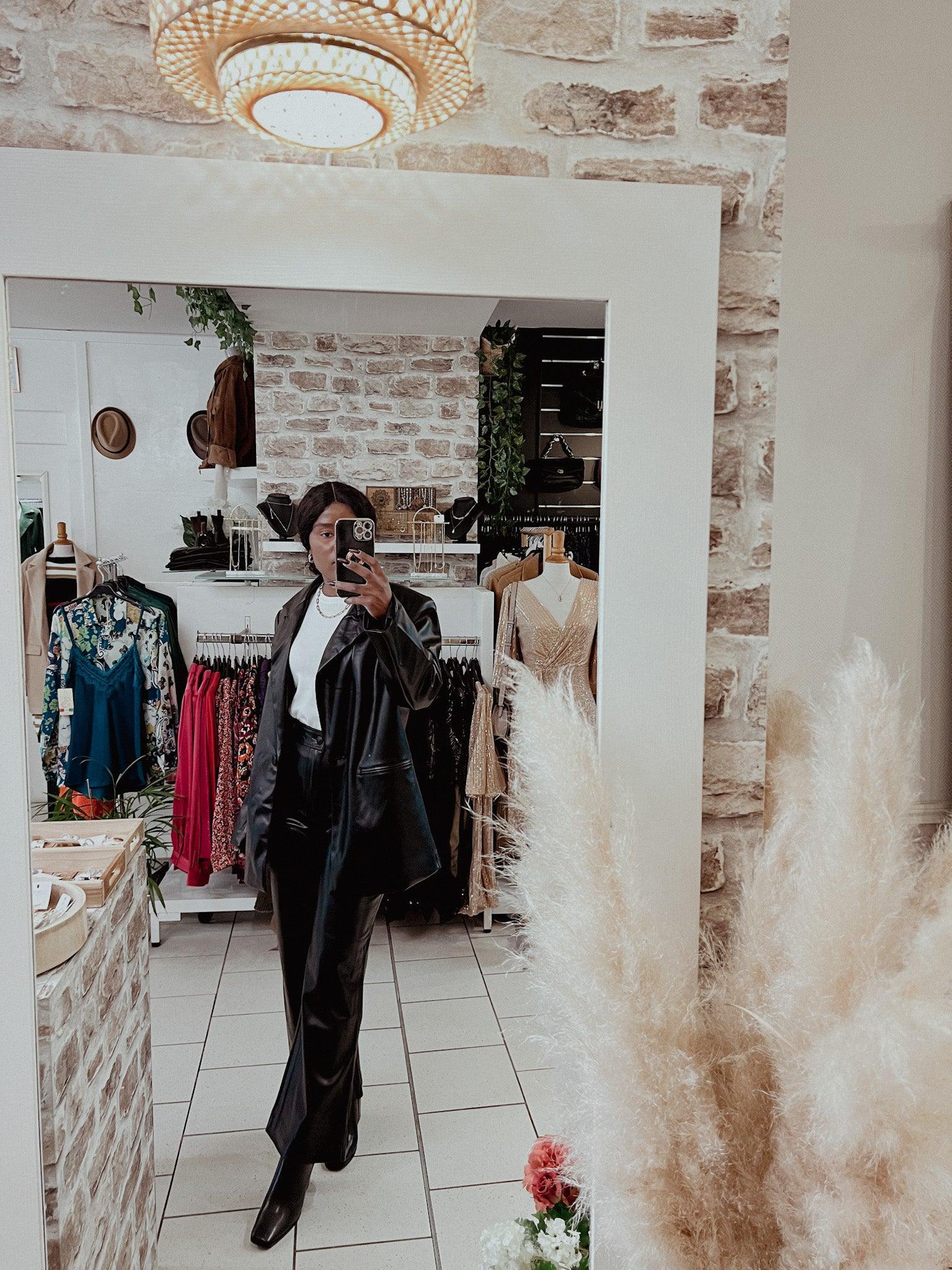 Blazer oversize en simili cuir femme - beautiful shop - beautifulshop