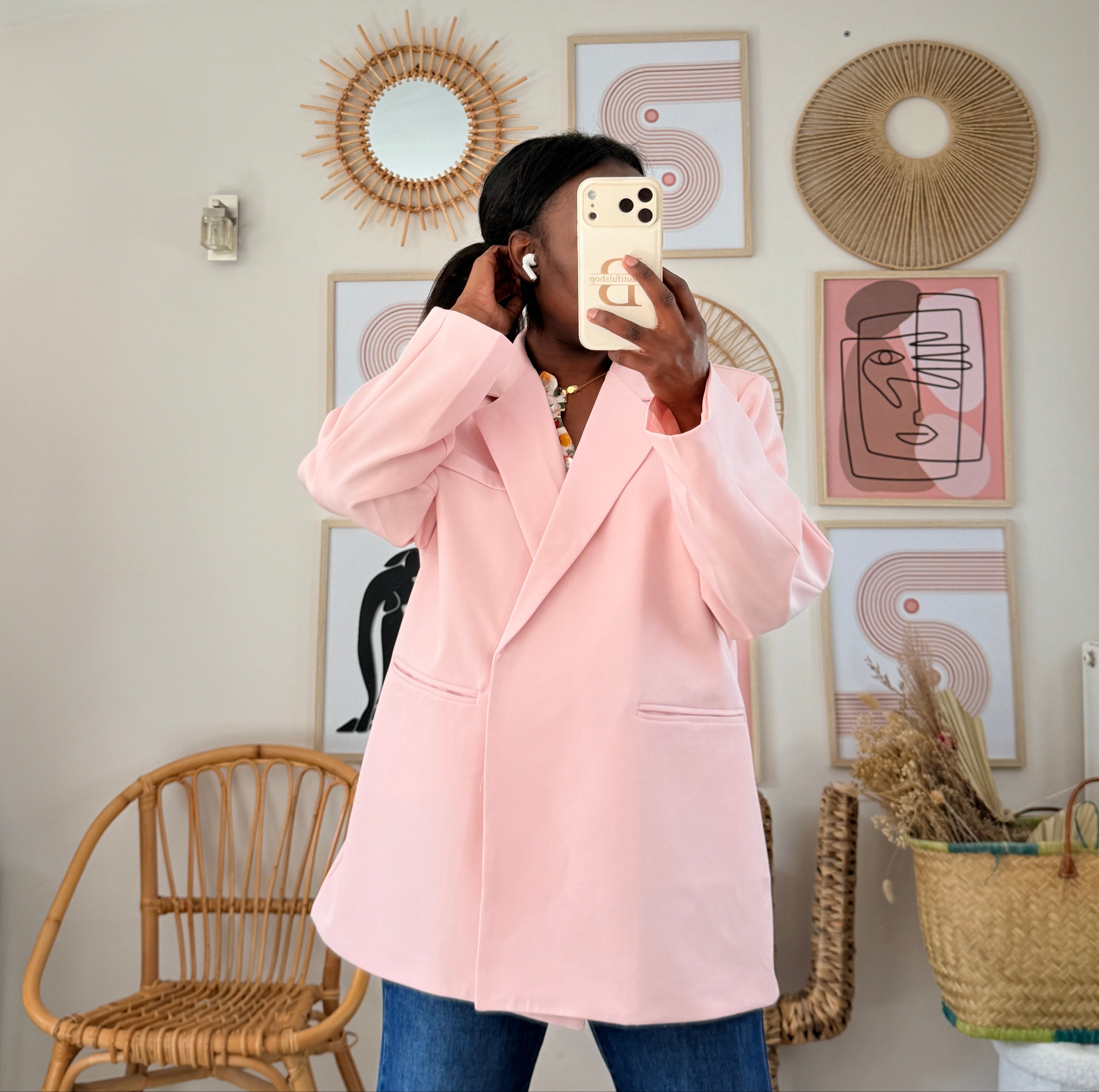 Blazer rose à coupe ample – Beautiful Shop