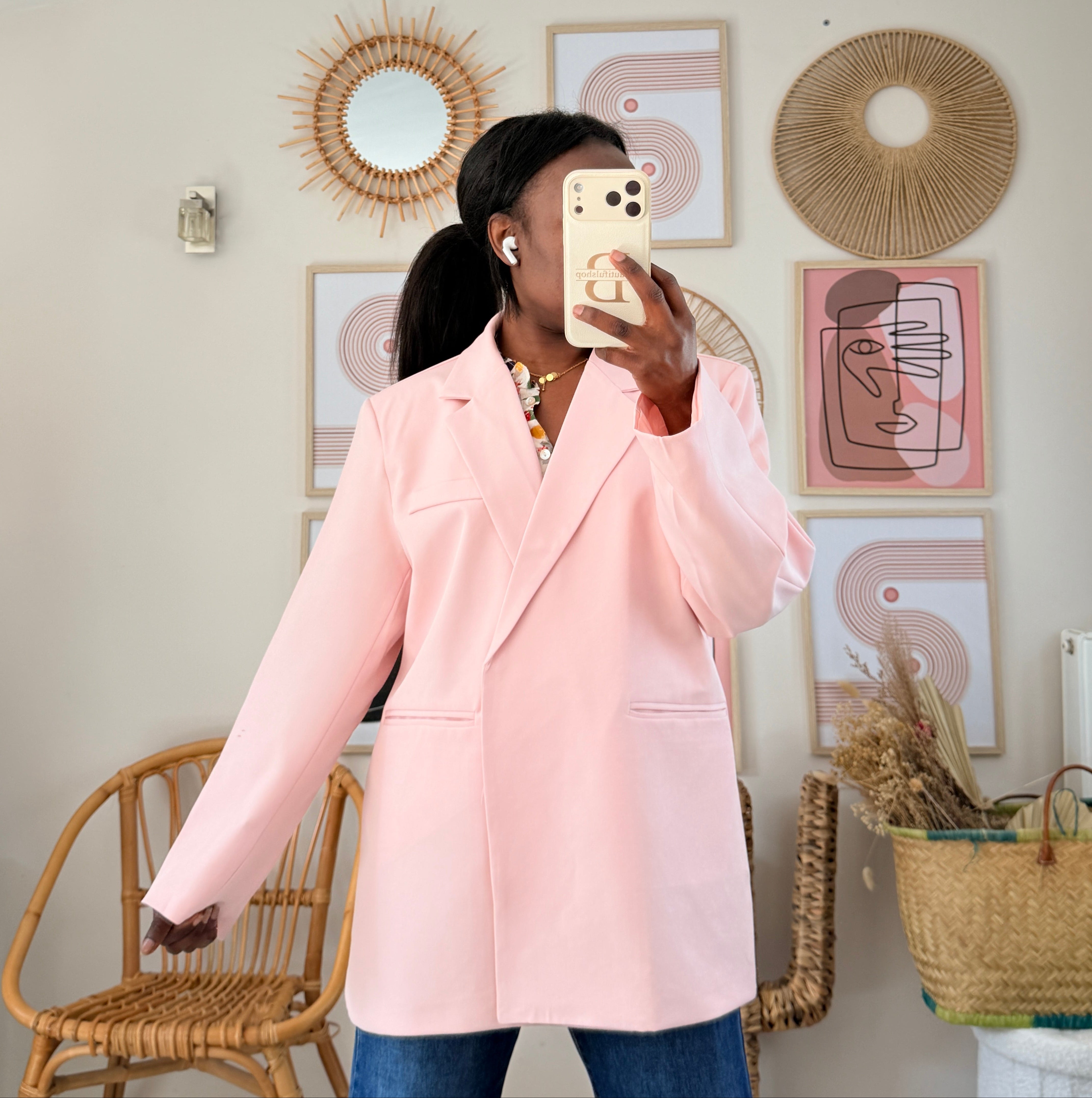 Blazer rose à coupe ample – Beautiful Shop