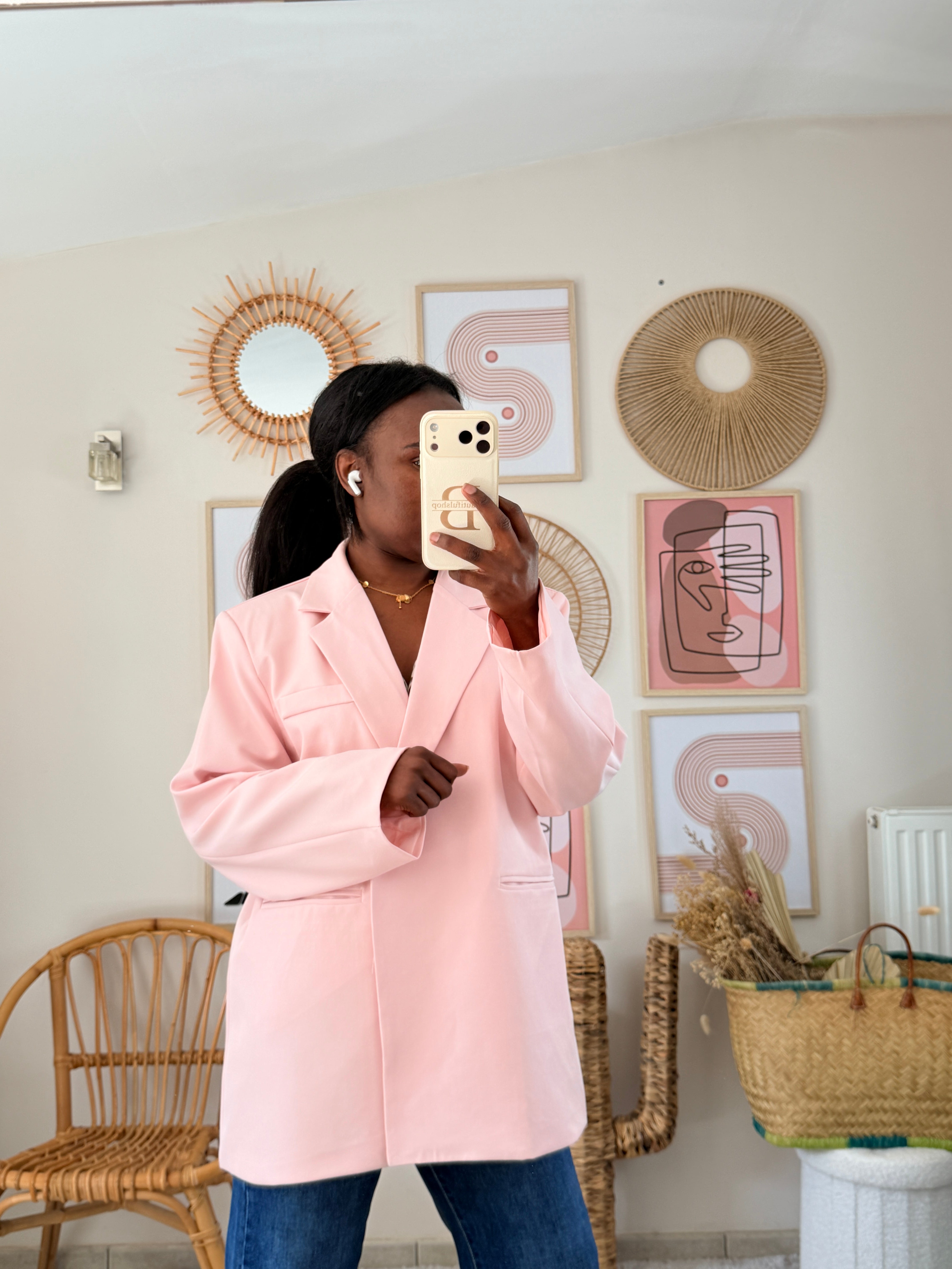 Blazer rose à coupe ample – Beautiful Shop