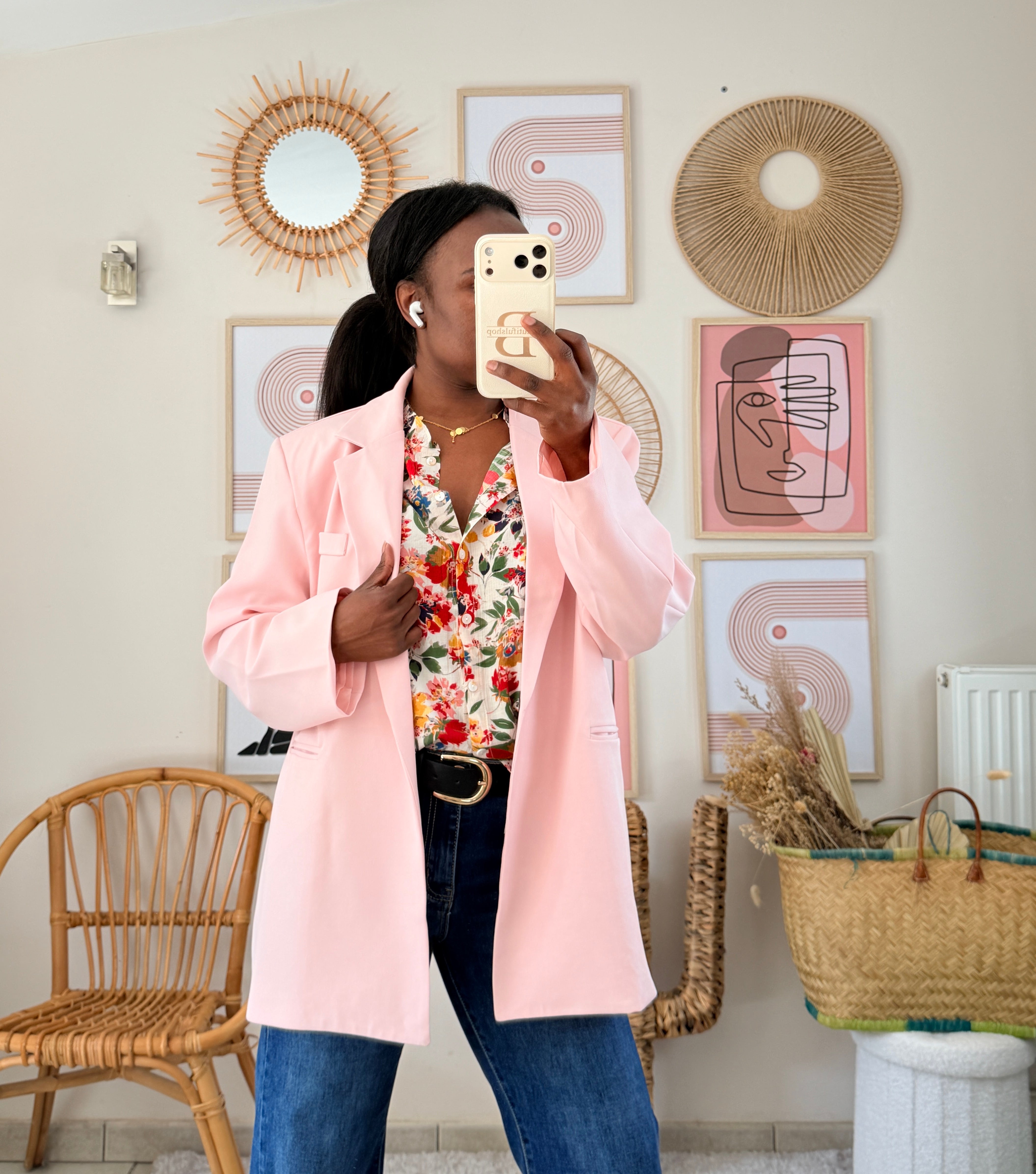 Blazer rose à coupe ample – Beautiful Shop