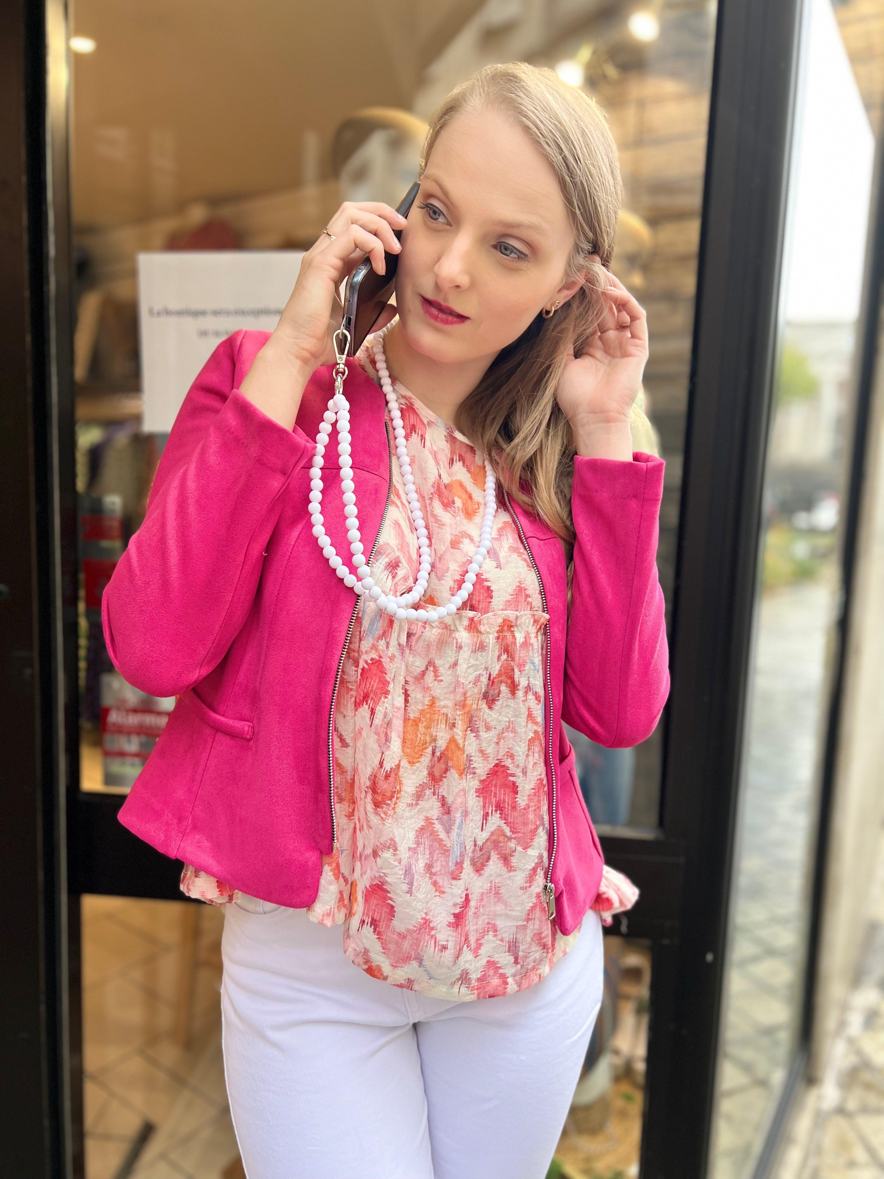 Blouse ample rose imprimée - beautifulshop