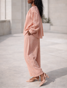 Blouse Esméral rose en coton texturé – Beautiful Shop
