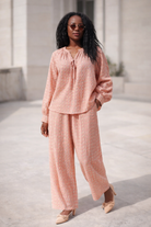Blouse Esméral rose en coton texturé – Beautiful Shop