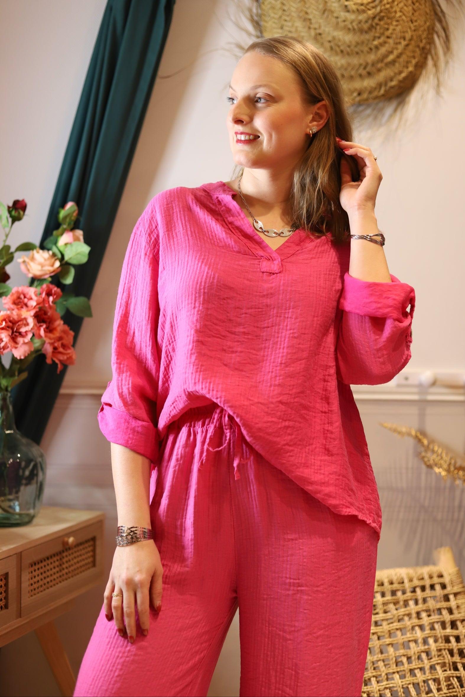 Blouse Fluide Femme en Tissu Gaufré - beautifulshop - boutique de vêtements femmes sur Angoulême 