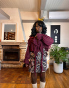 blouse fluide femme, blouse rouge bordeaux, blouse à volants, haut élégant femme, blouse ample chic, blouse soirée fluide