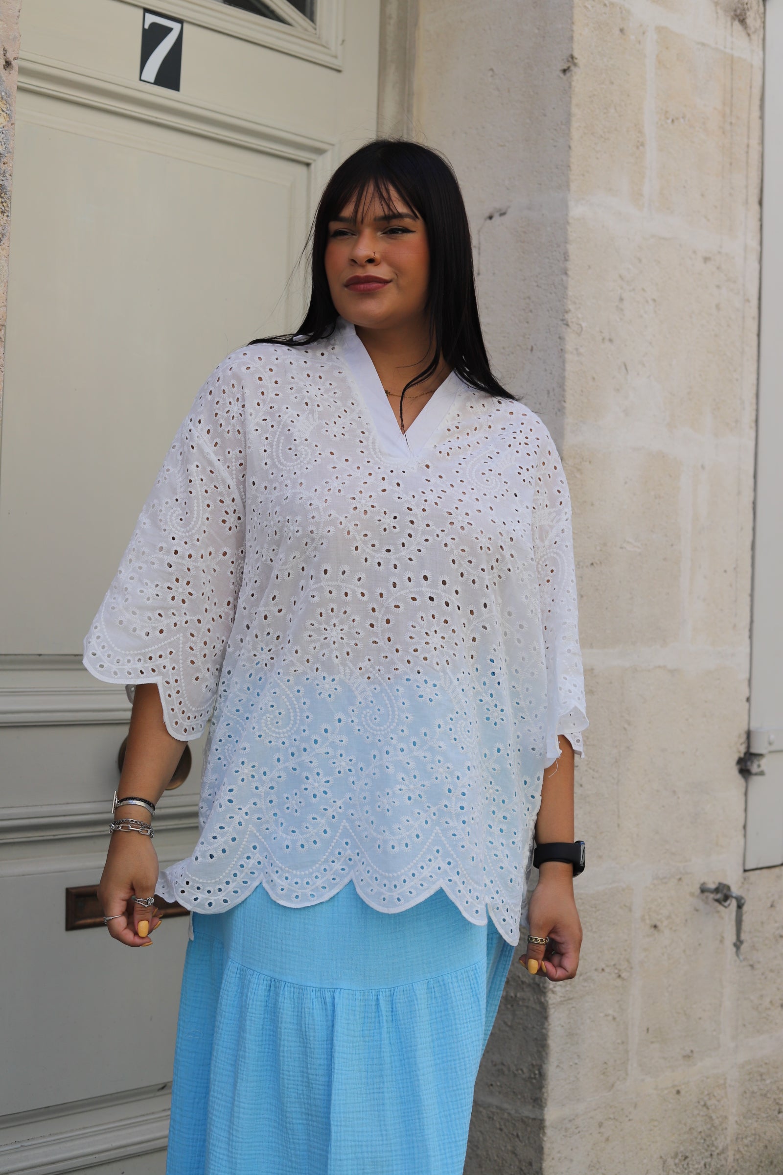Blouse brodée blanche en coton – beautifulshop