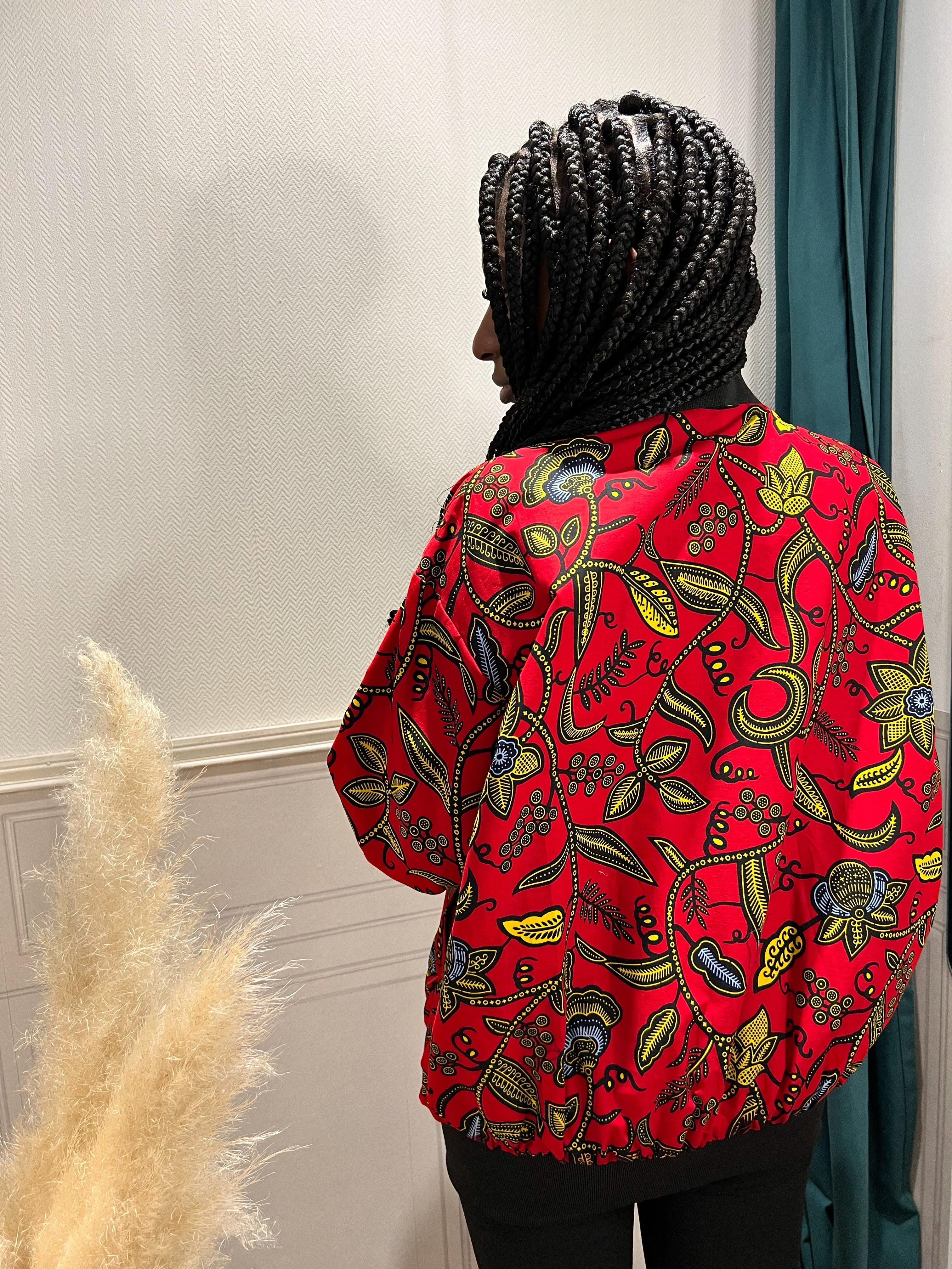 Bombers en wax jaune et rouge - beautifulshop