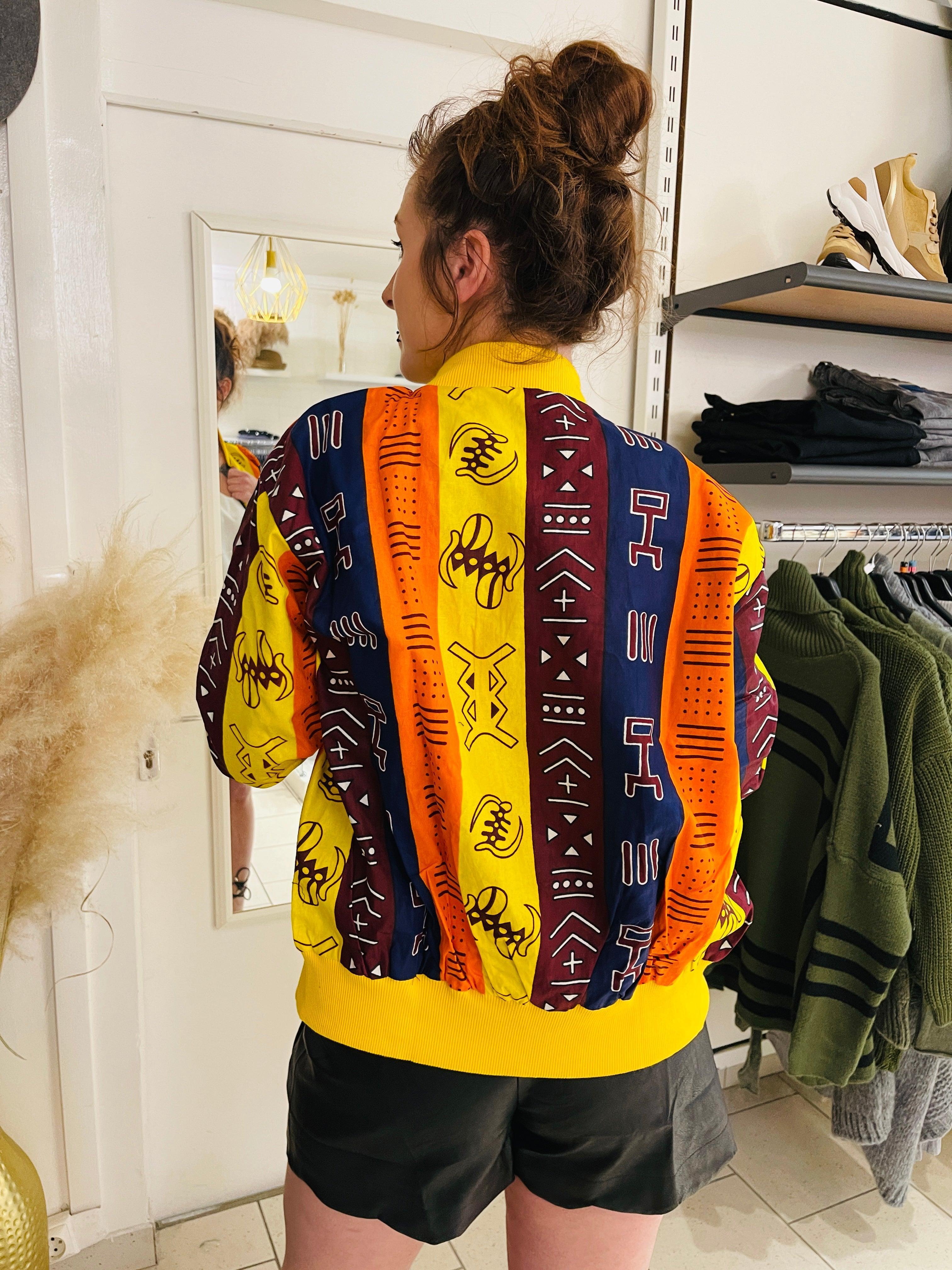 Bombers en wax gris , jaune ,rouge, bleu - beautifulshop