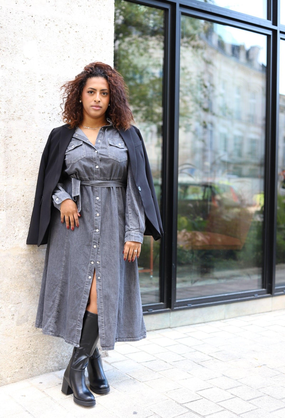 Bottes noires en similicuir à talon de 6 cm – Beautiful Shop