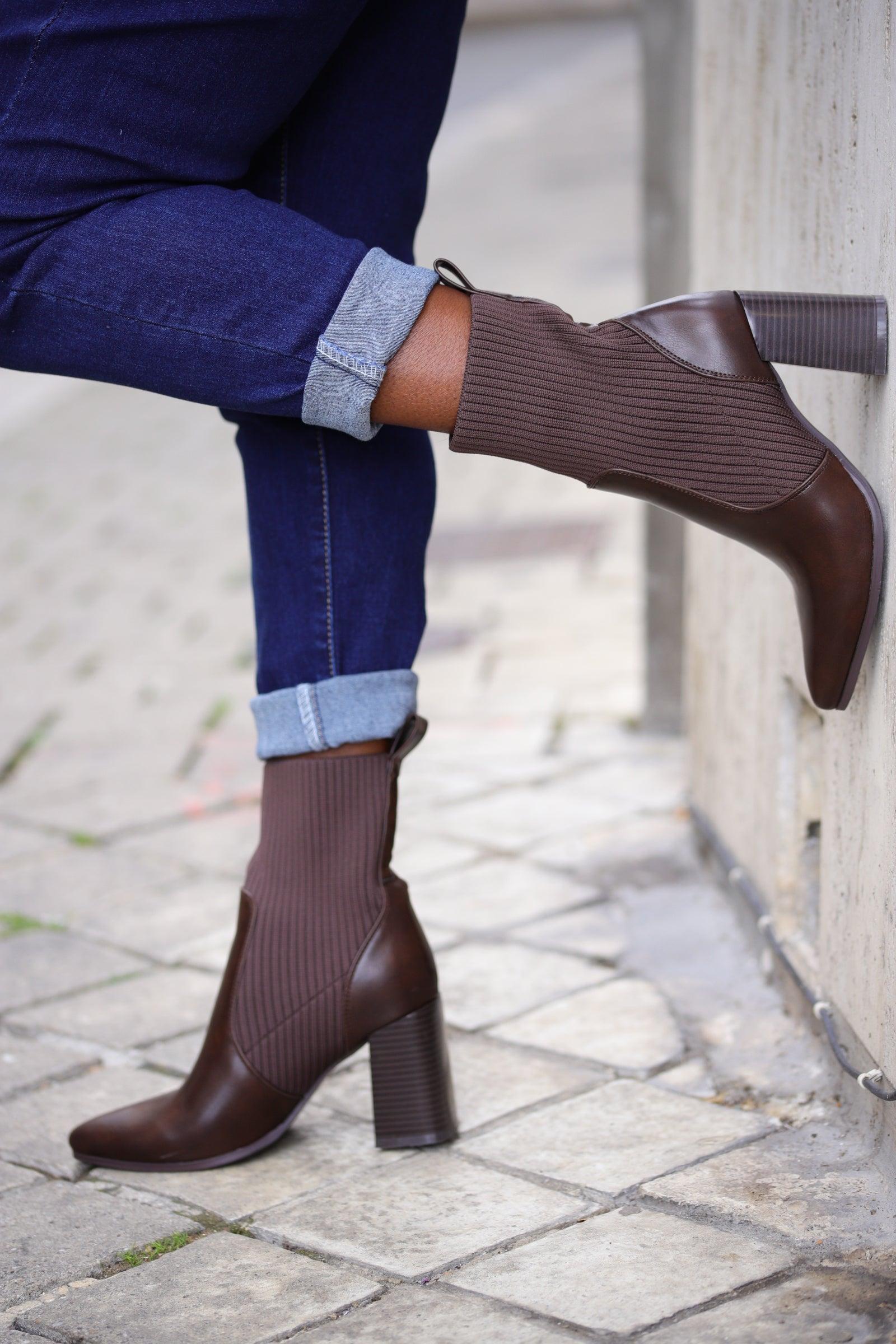 Bottines a talons marron beautifulshop