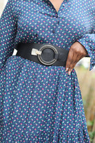 Ceinture noire élastique à boucle argentée – Beautiful Shop
