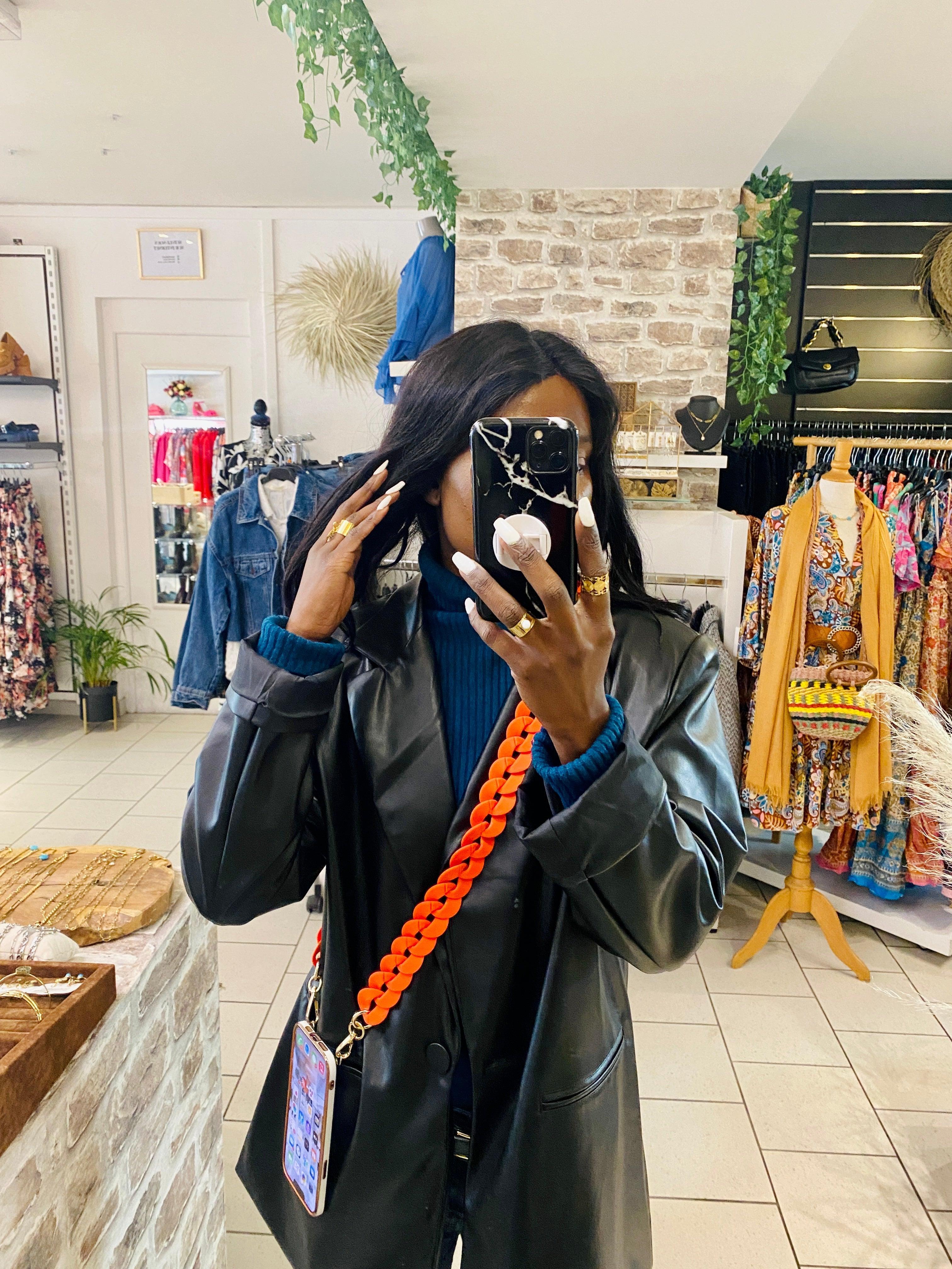 Chaîne orange pour téléphone - beautifulshop